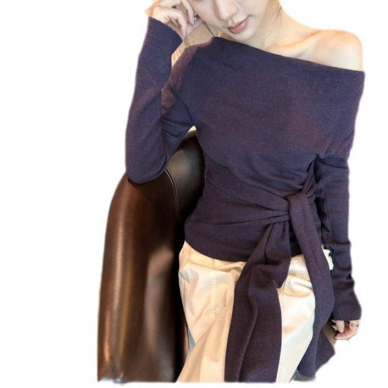 Femme Off-Shoulder Strik Vikkelbluse Stilla