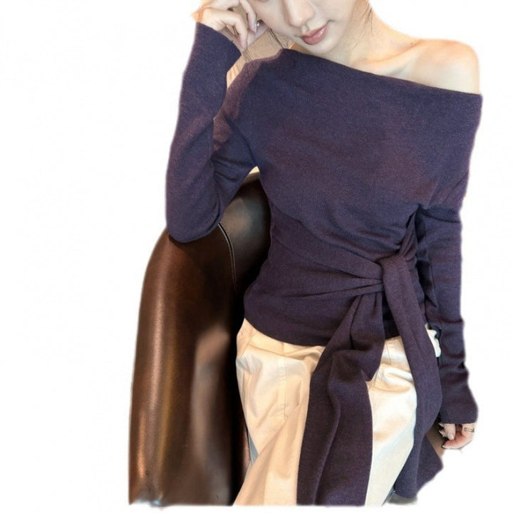 Femme Off-Shoulder Strik Vikkelbluse Stilla