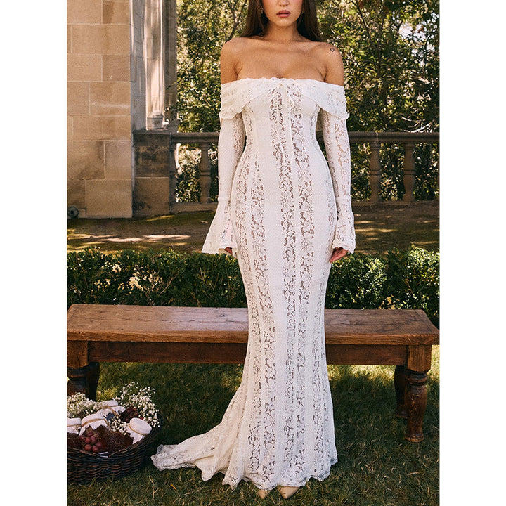 Stilla | Elegant Off-Shoulder Lang Kjole Slim Fit Havfruekjole
