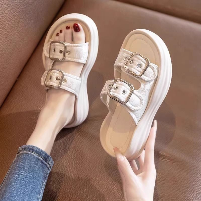 Dame Trendy Plateau-Sandaler med modische Dobbelt-Spænder Stilla