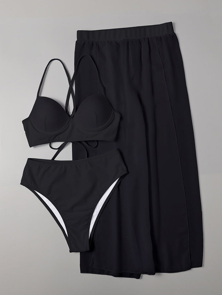 Dame bikini-sæt med elegant bandeau top og høj talje trusse Skovae