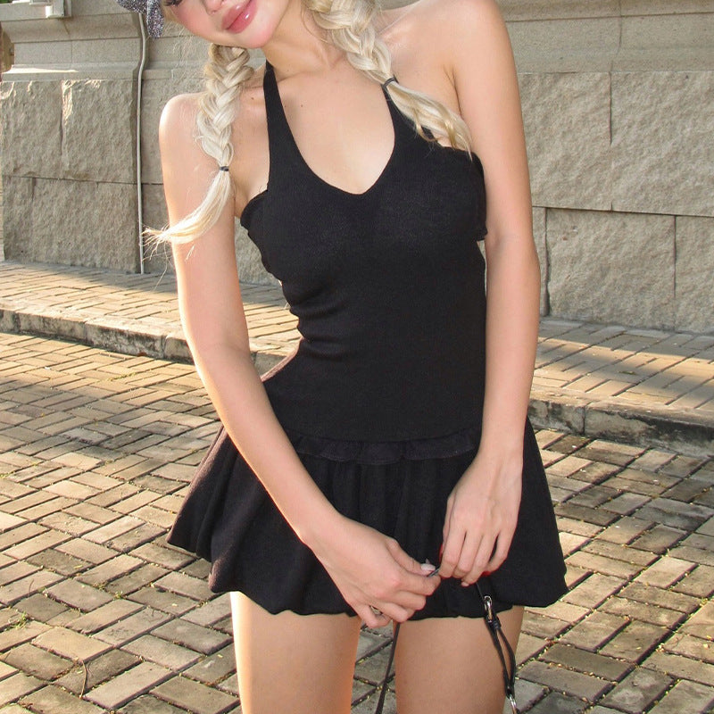 Dame Legende Minikjole med Hæklet Spids og V-Udslip Stilla