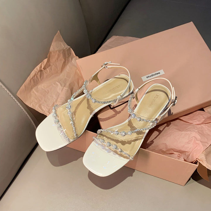 Dame Strappy Sandaler med strass dekoration flad Stilla