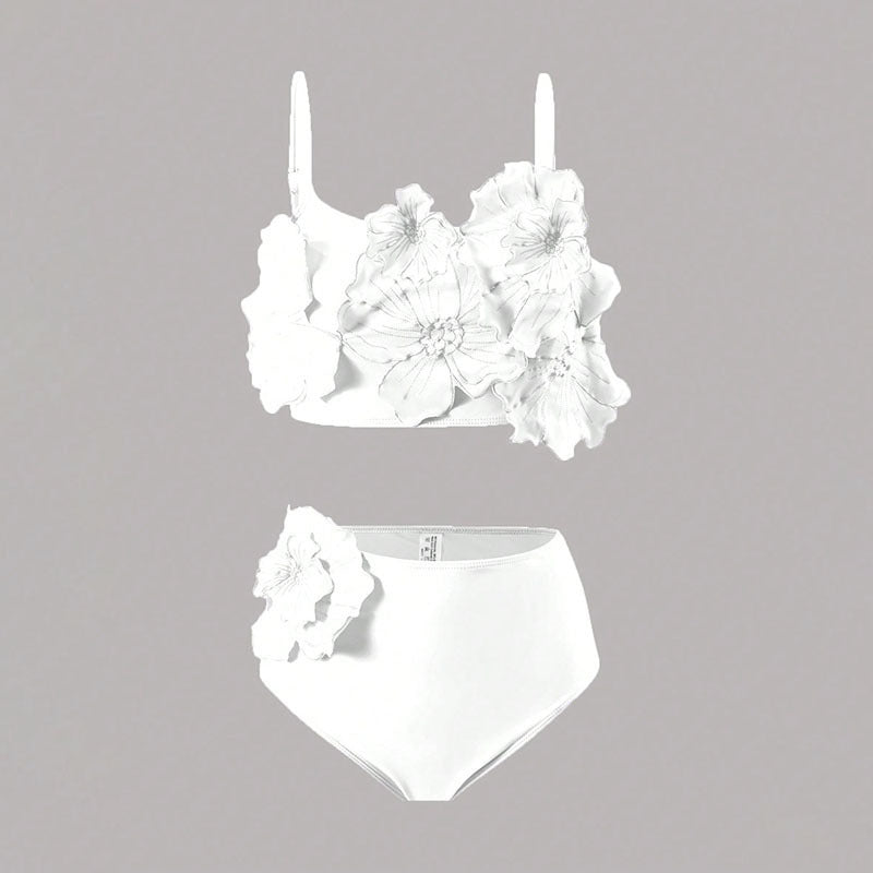 Dame Bikini-Set med blomstret top og højt skåret trusse Skovae