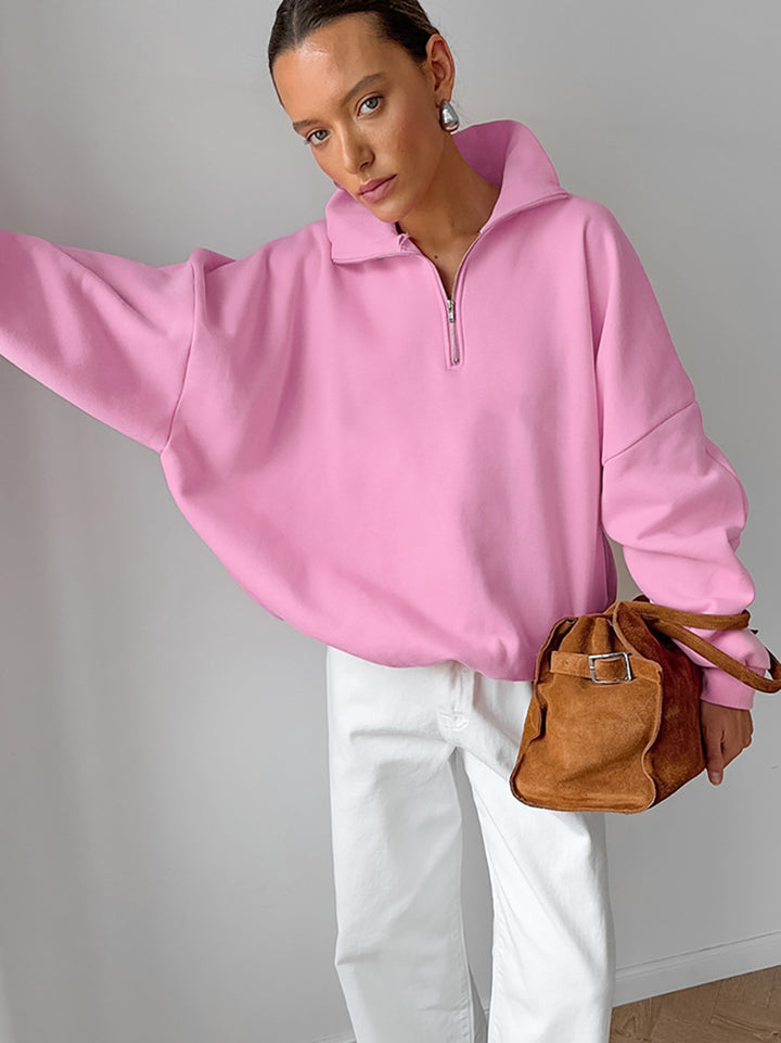 Dame afslappet sweatshirt med lynlås og oversized pasform Stilla
