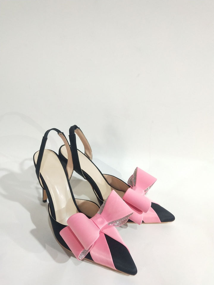 Femme Slingback Højhælede Pumps med dekorativ bue og rhinestone-detaljer Stilla