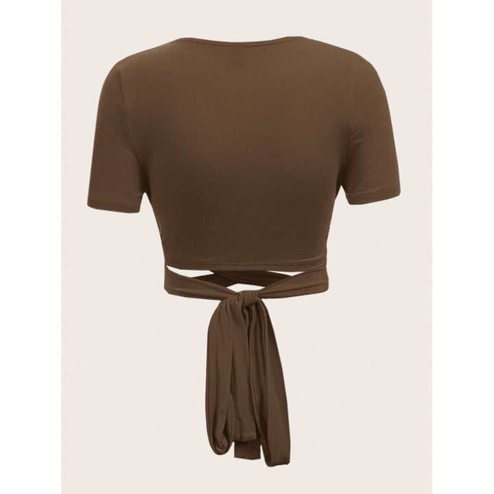 Dame En-side draperet Crop-Top med bindebælte Skovae