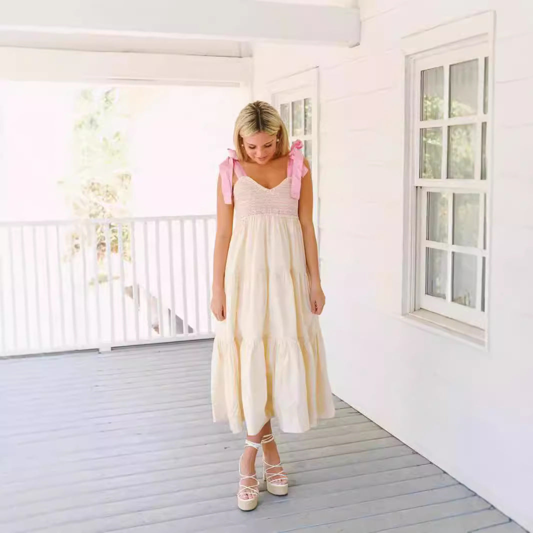 Dame Tiered Maxi Kjole med rynket Overdel Stilla