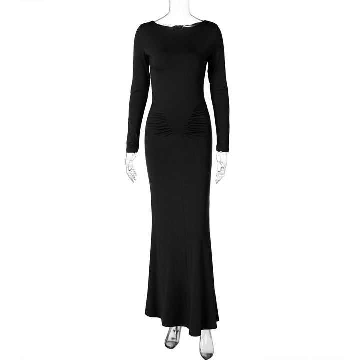 Dame Elegante Maxikjole med figursyet snit og rynkning Stilla
