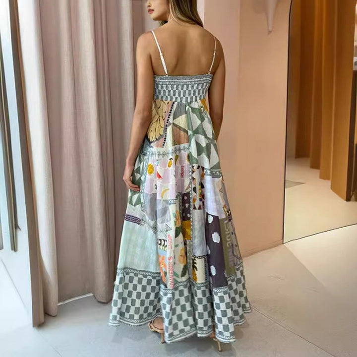Dame Kunstnerisk Patchwork Maxikjole Stilla