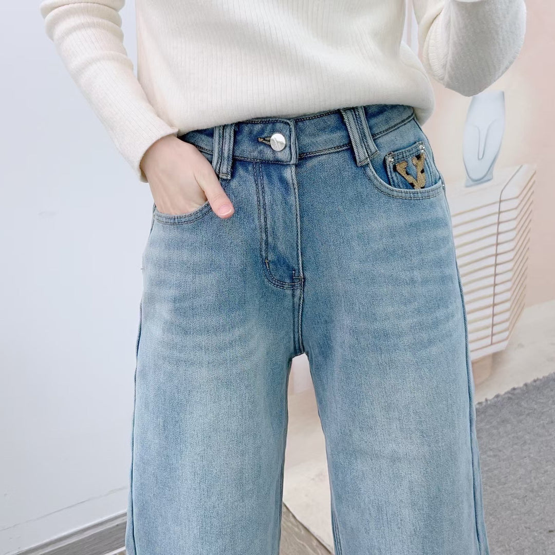 Dame Bred High-Waist Jeans med afslappet pasform og frisk denim-look Stilla