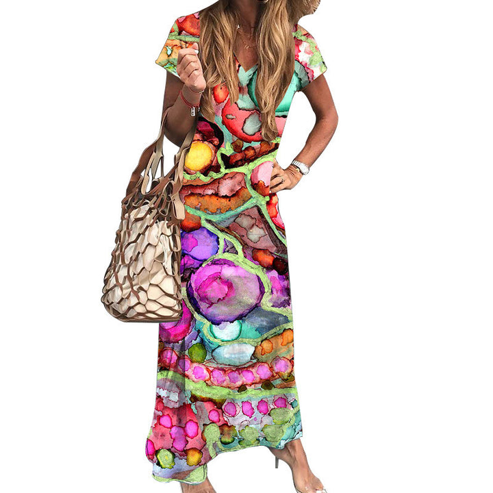 Femme Kunstnerisk Print Maxi Kjole Stilla 1750652957