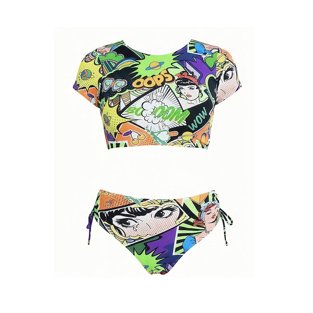 Dame Crop-Top Bikini med floralt design Skovae