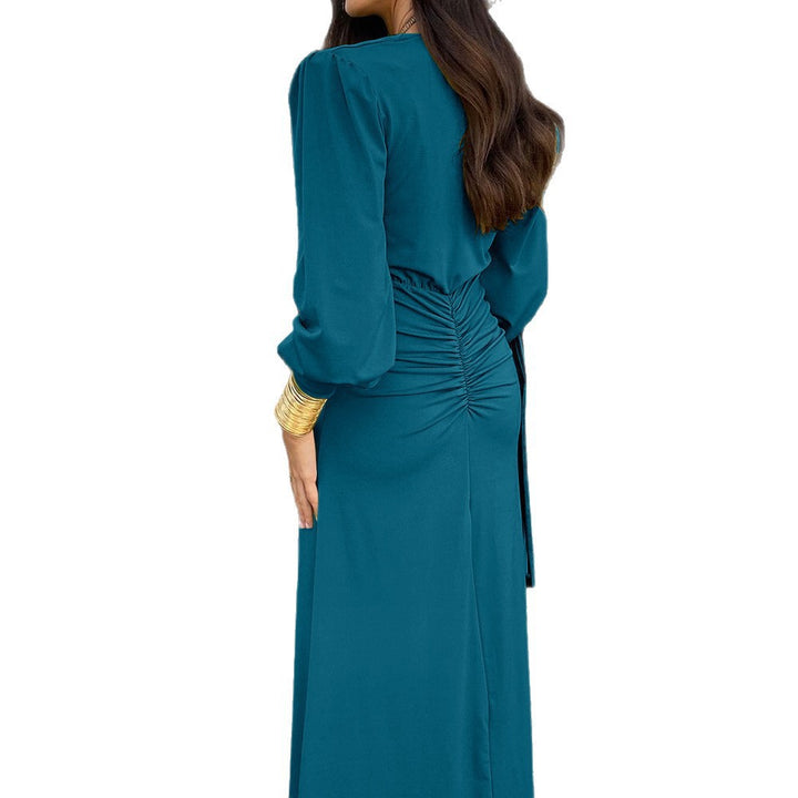 Elegant V-hals Rynkning Maxi Kjole til Damer Stilla