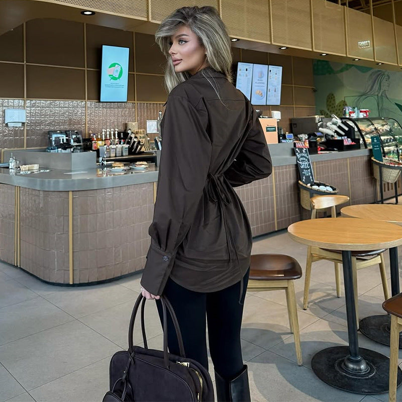 Dame Elegant Langærmet bluse med struktureret snit Stilla