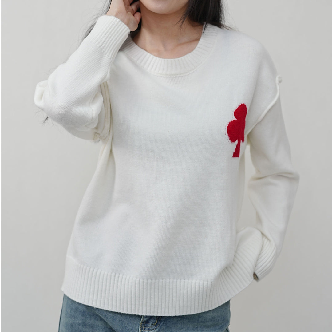 Kvinders fashionable sweater med påført design Stilla