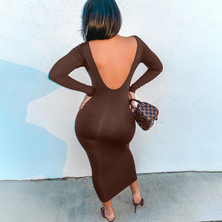 Dame Langærmet Bodycon Midi Kjole Stilla