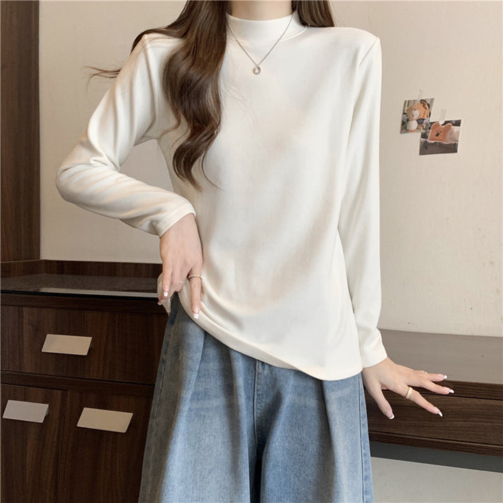 Dame Casual Mock Neck Langeærmetop Stilla
