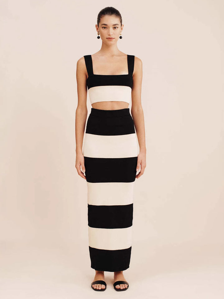 Dame cropped top med bredt bånd og tætsiddende maxi nederdel Stilla