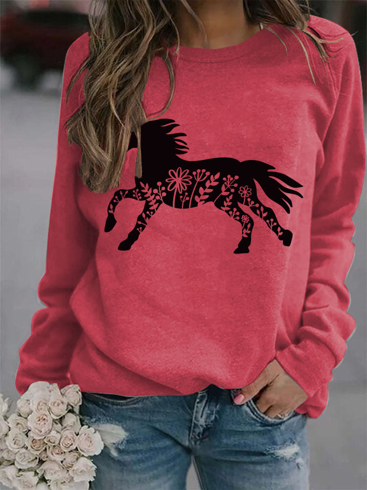 Stilla | Crew Neck Langærmet Dyreprint Sweatshirt