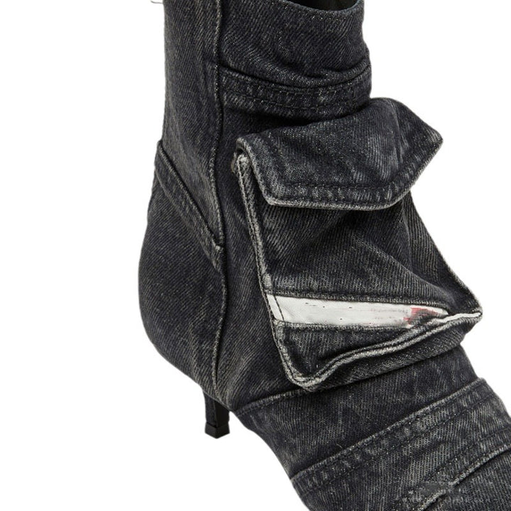 Femme Denim Ankelstøvler med unikt foldet design Stilla