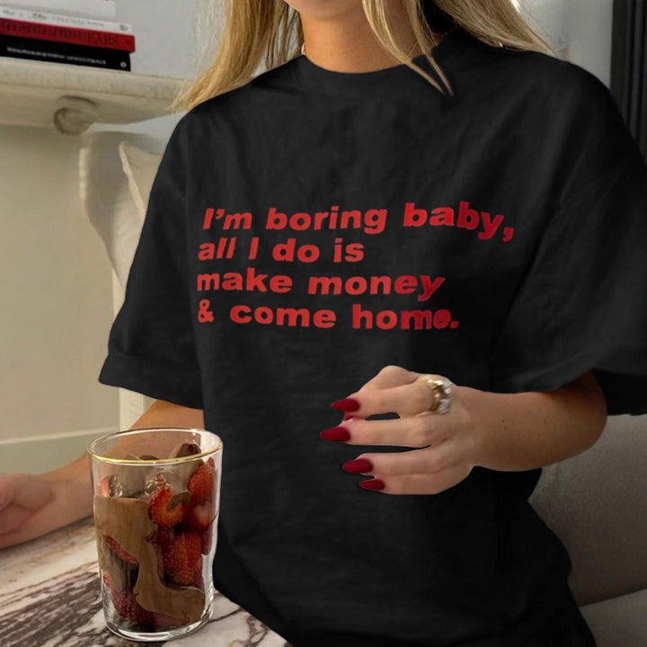 Dame T-shirt med kreativ grafisk tryk og luksuriøse paillet accenter Skovae