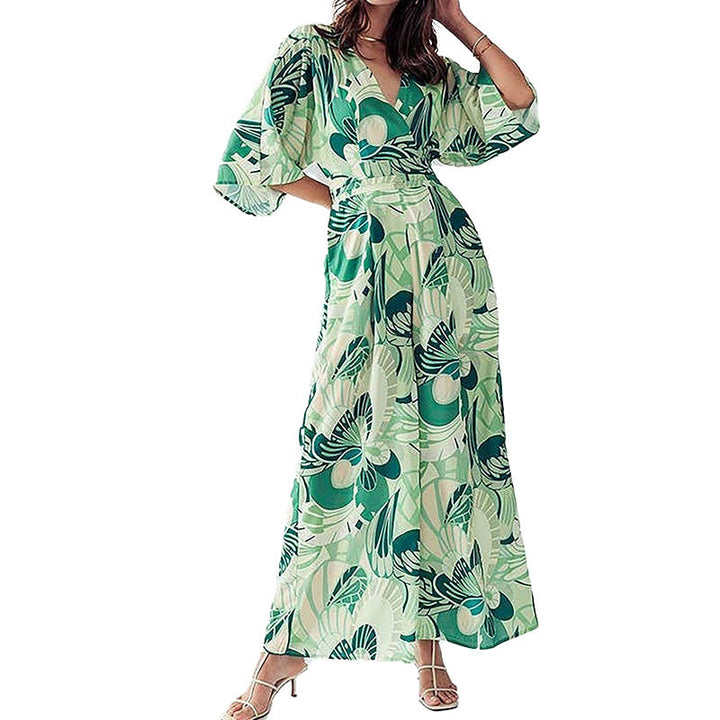 Dame maxikjole med voluminøse ærmer og floral print Stilla