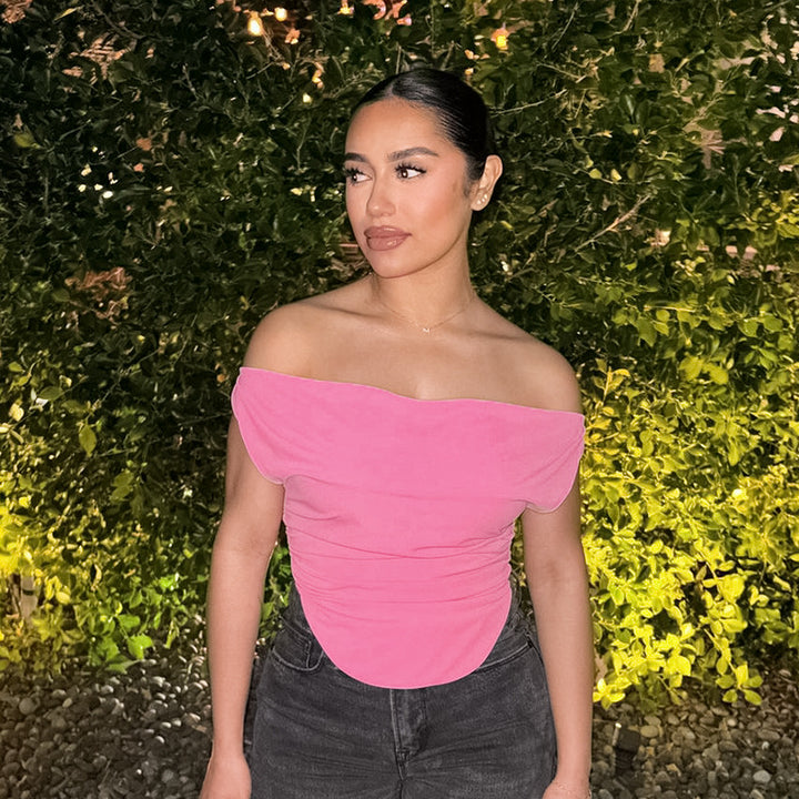 Dame Off-Shoulder Rynket Bluse Stilla