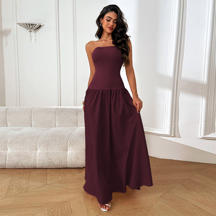 Dame Elegant Maxikjole med blomsteraccent Skovae
