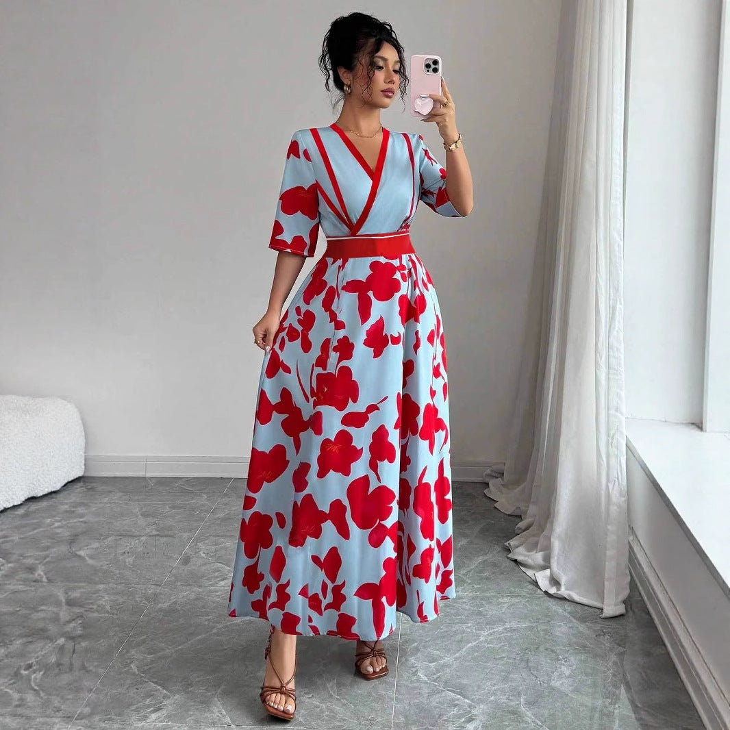Damer Elegant Floral Wrap-Maxi-Kjole Stilla