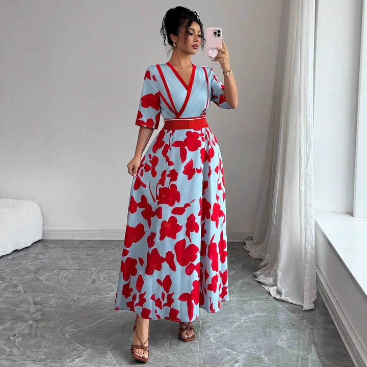 Damer Elegant Floral Wrap-Maxi-Kjole Stilla