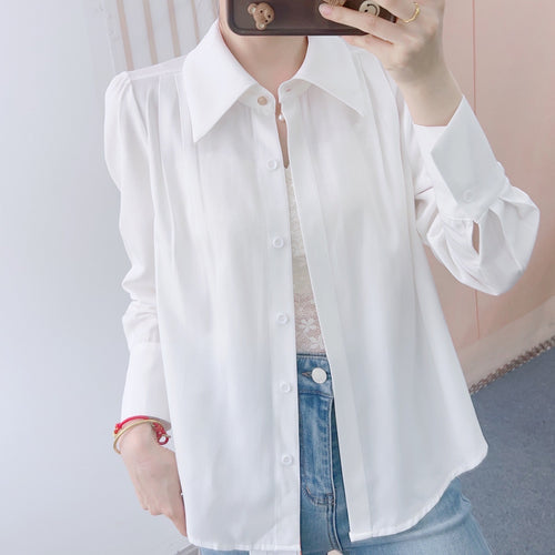 Dame Elegant Langærmet Bluse med klassiske detaljer og moderne snit Stilla