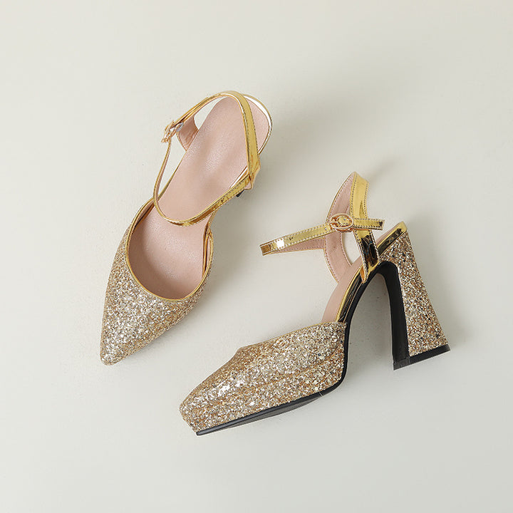 Femme Glamorous Glitter Blokhæl Sandaler Stilla