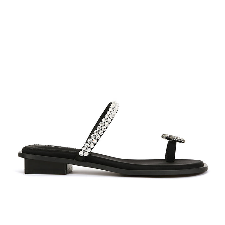 Dame Elegant med rhinsten dekoreret slide sandaler Stilla