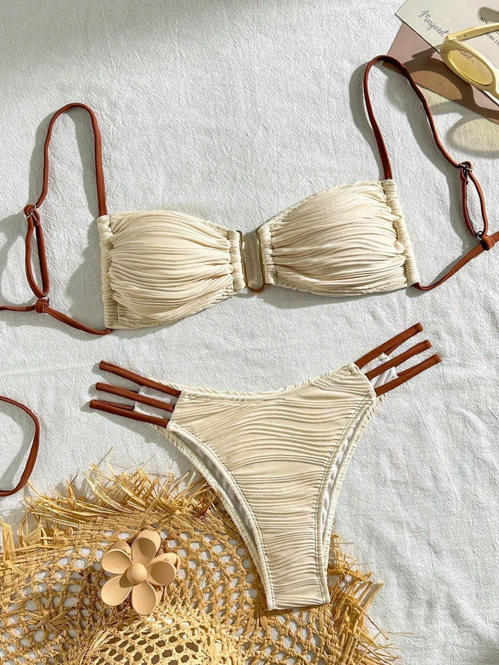 Dame bandeau-bikini med trendy ruffles design Skovae