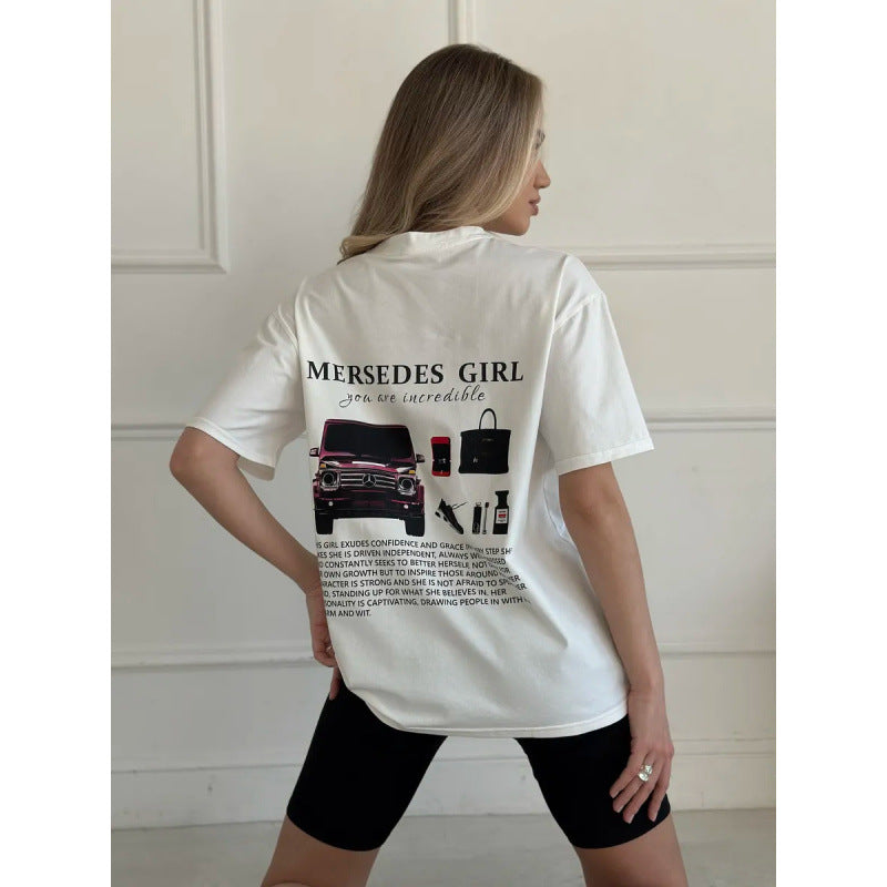 Dame T-Shirt med iøjnefaldende Mercedes-Girls-motiv og inspirerende statementtryk Stilla