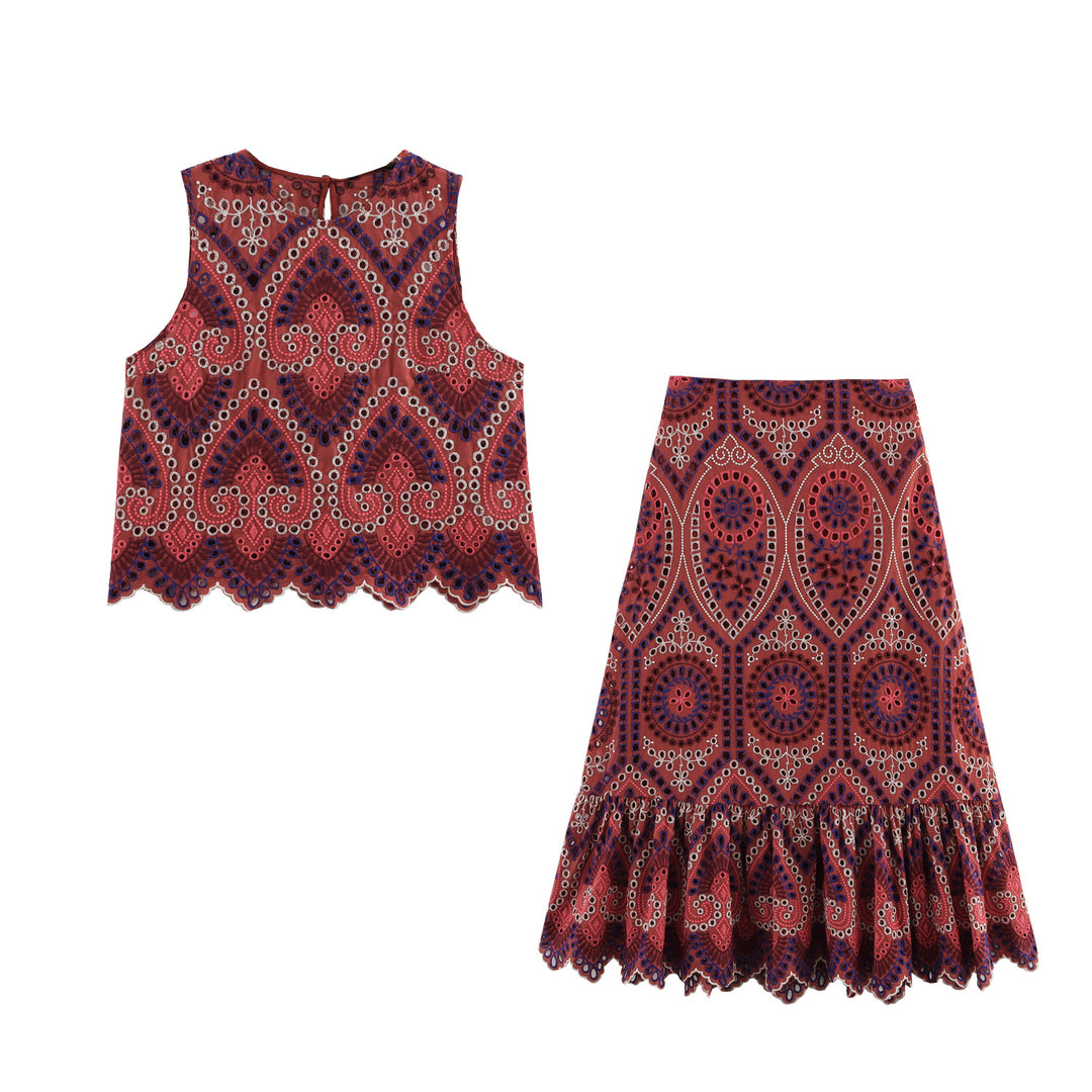 Femme Ærmeløs Broderet Bluse Stilla