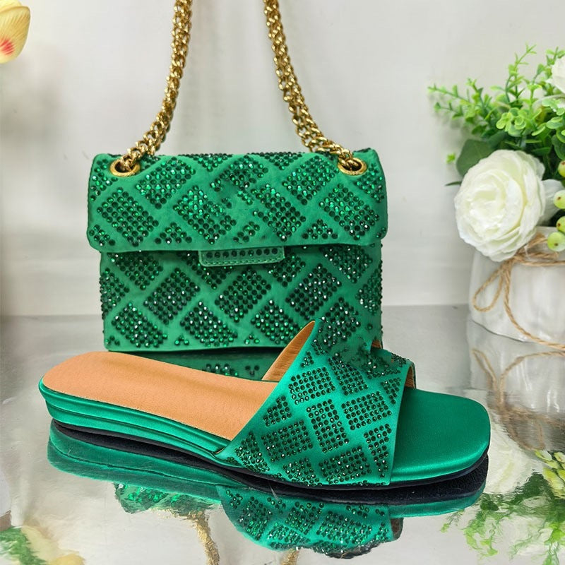 Femme med strass dekorerede slide sandaler Stilla
