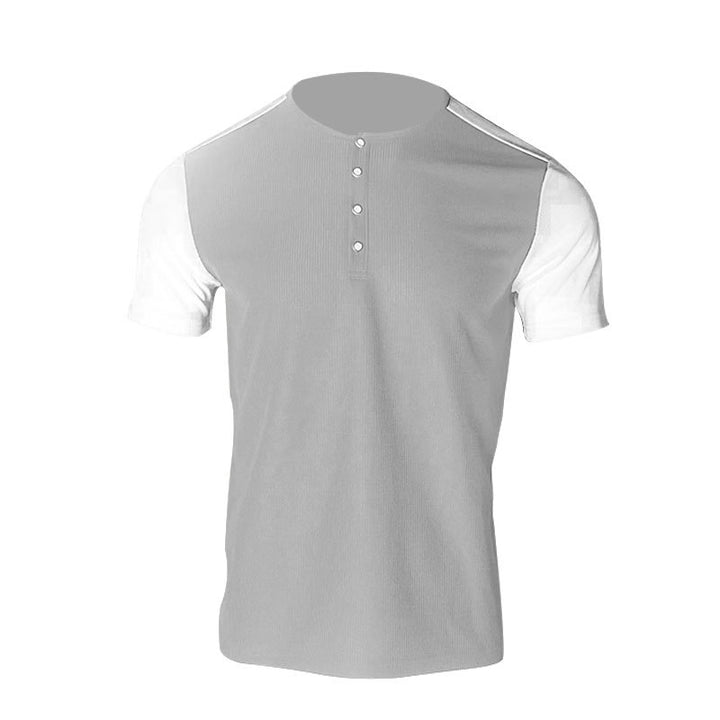 Herrer Korte Ærmer Henley Skjorte med mode Knapper Stilla