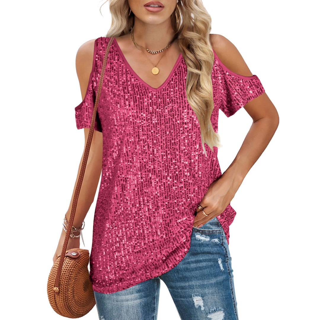 Dame Cold Shoulder Pailletten Top Stilla
