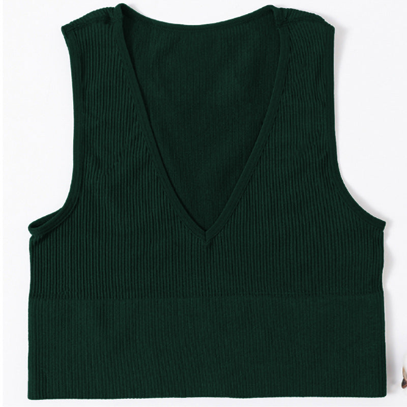 Dame Rib- V-udskæring Crop Top Stilla