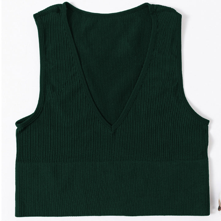 Dame Rib- V-udskæring Crop Top Stilla