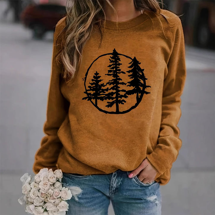 Kvinders sweatshirt med sejt naturmotiv og afslappet pasform Stilla