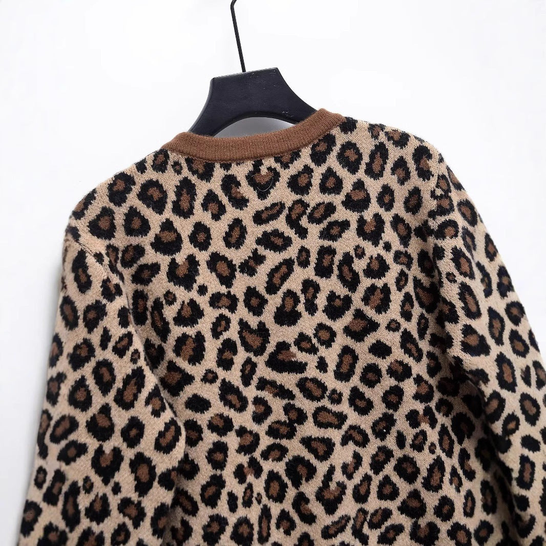 Femme Leopardmønster Knap-Up Cardigan Stilla