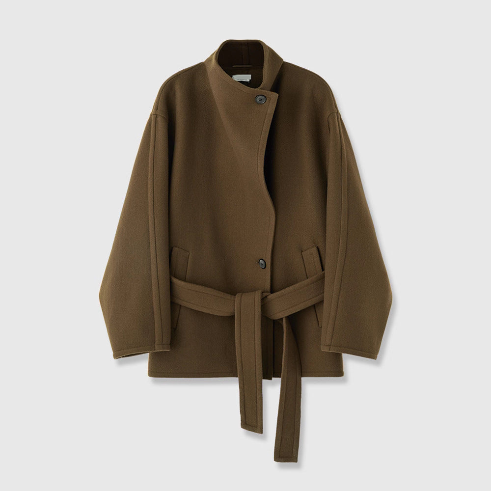 Damer elegant oversized frakke med bindebånd Stilla