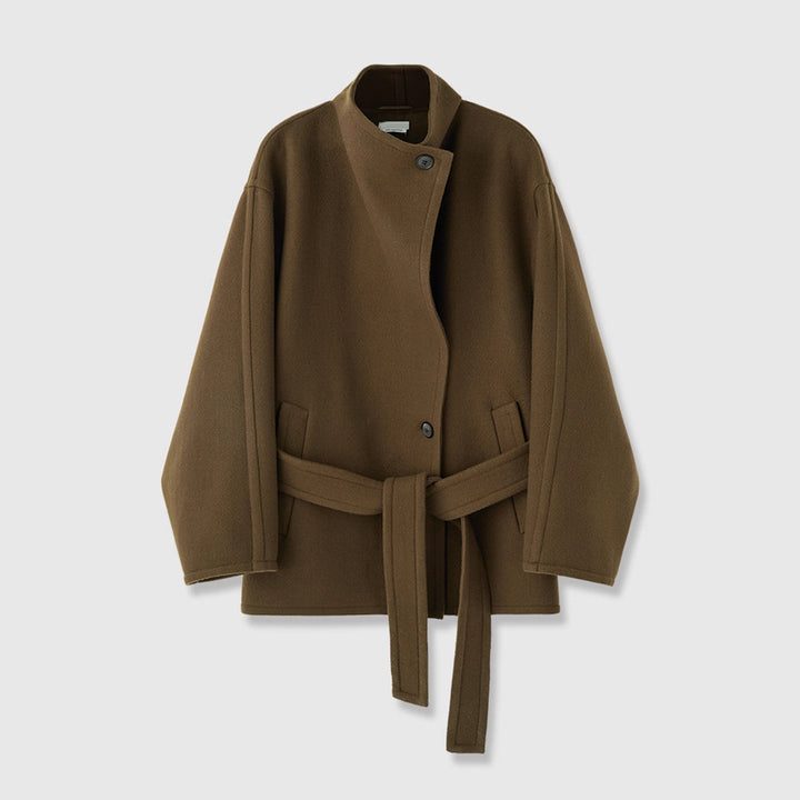 Damer elegant oversized frakke med bindebånd Stilla