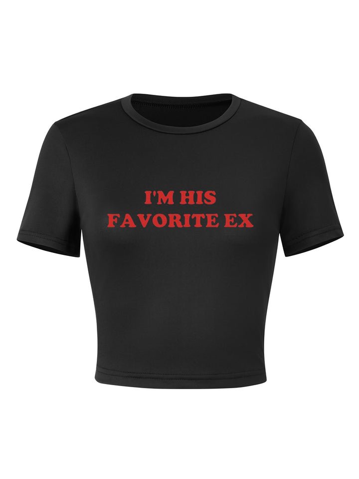 Dame figursyet kortærmet T-shirt med legesygt tryk Skovae