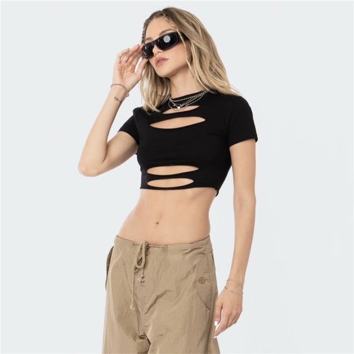 Dame cropped top med cut-out-design Skovae
