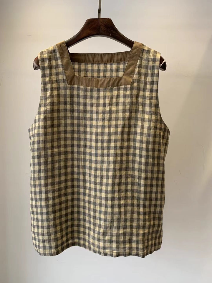Femme Stilfulde Gingham Ærmeløst Top Stilla