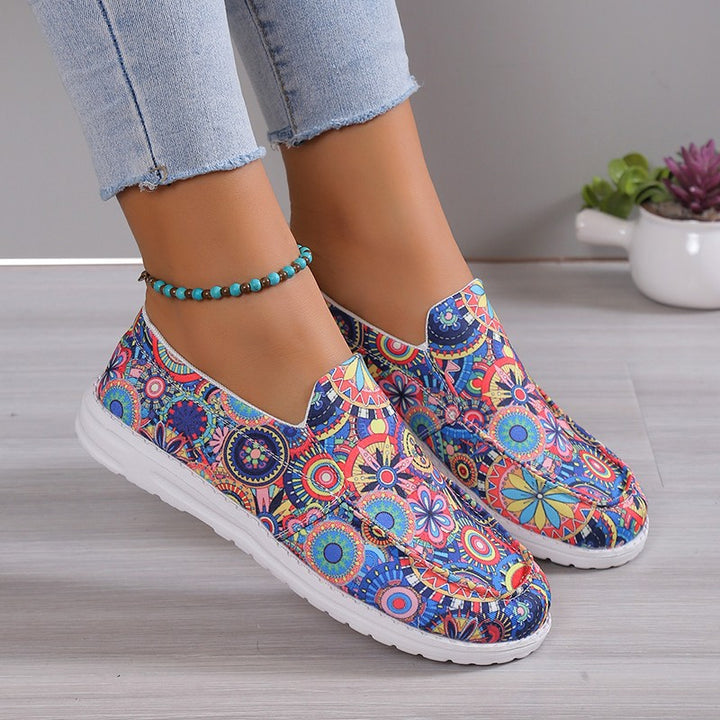 Dame Slip-On Sneakers med farverigt dødningehovedmønster Stilla